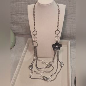 Silvertone Metal Multi Strand Necklace